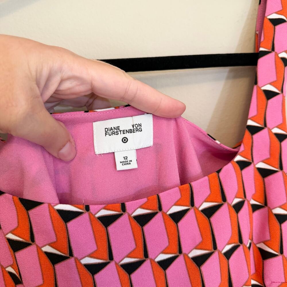 Diane Von Furstenberg X Target Tank Dress 12 Red Mini Geometric Retro Maximalist - Picture 5 of 6